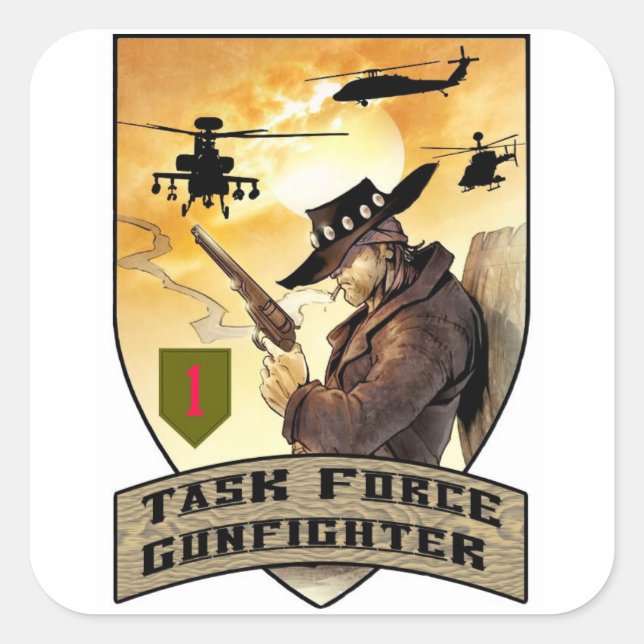 Task Force Gunfighter Patch Square Sticker (Front)