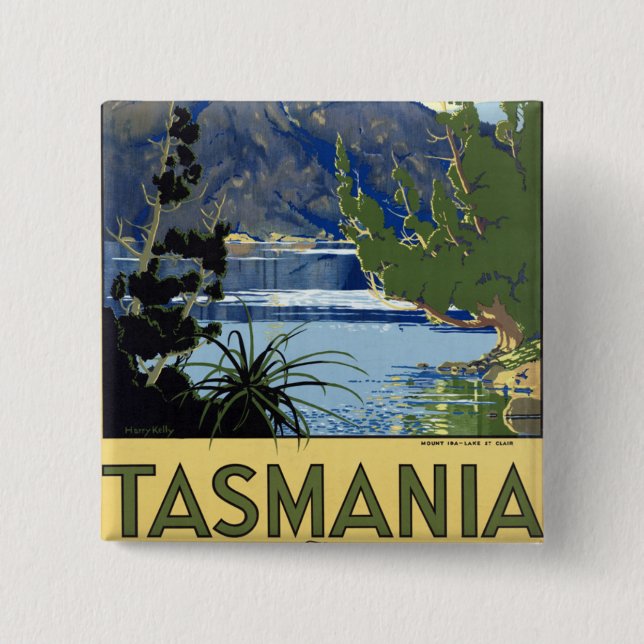 Tasmania 2 Inch Square Button (Front)