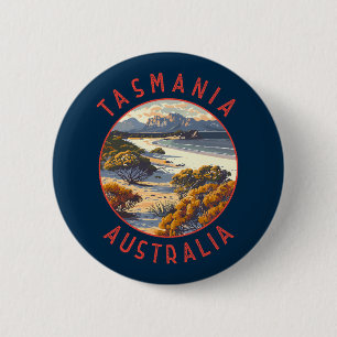 Tasmania Australia Retro Distressed Circle 2 Inch Round Button