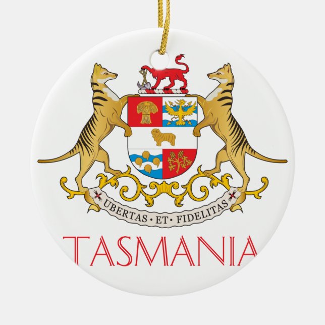 Tasmania coat of arms ceramic ornament (Front)