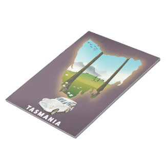 Tasmania illustrated map travel poster. notepad