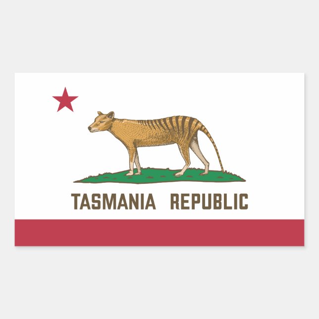 Tasmania Republic Thylacine Flag Tasmanian tiger Sticker (Front)
