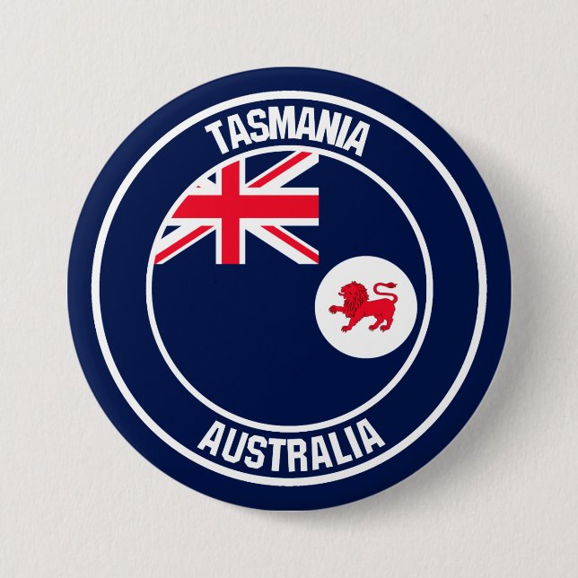 Tasmania Round Emblem 3 Inch Round Button (Front)