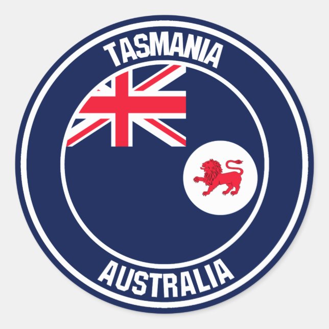 Tasmania Round Emblem Classic Round Sticker (Front)