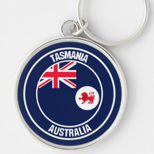 Tasmania Round Emblem Keychain