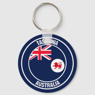 Tasmania Round Emblem Keychain