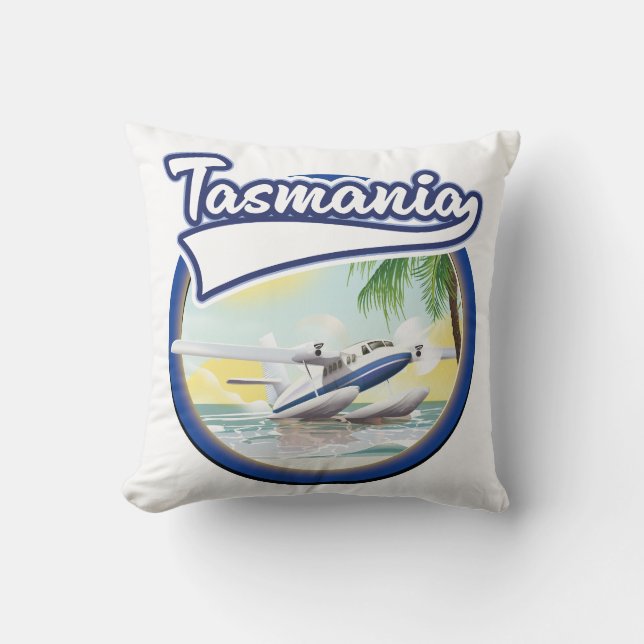 Tasmania travel logo throw pillow (Front)