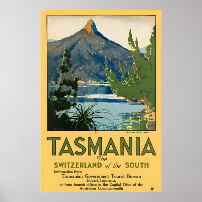 Tasmania Vintage Travel Poster Print (Devant)