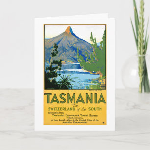 Tasmania Vintage Travel Poster Restored Holiday Card