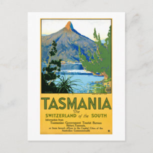 Tasmania Vintage Travel Poster Restored Postcard