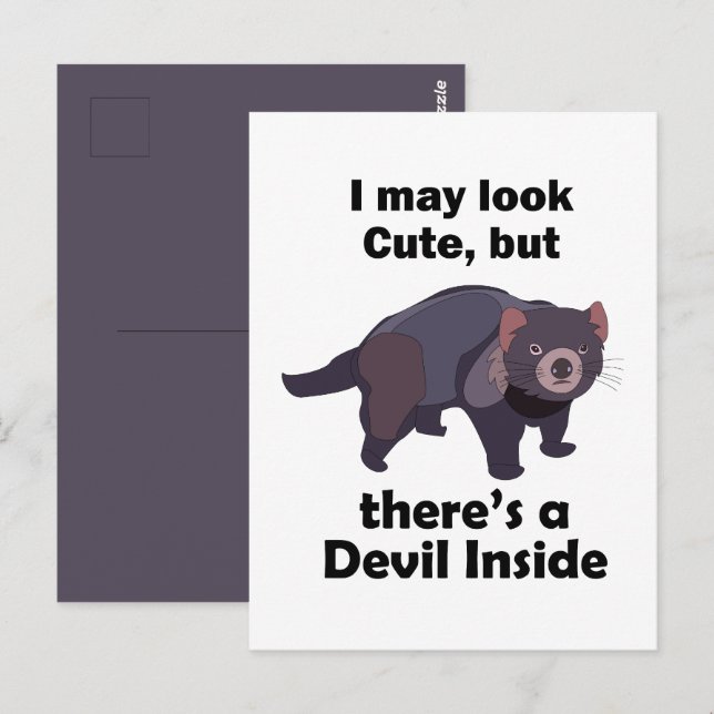 Tasmanian Devil Cute Devil Inside Funny Marsupial Postcard (Front/Back)