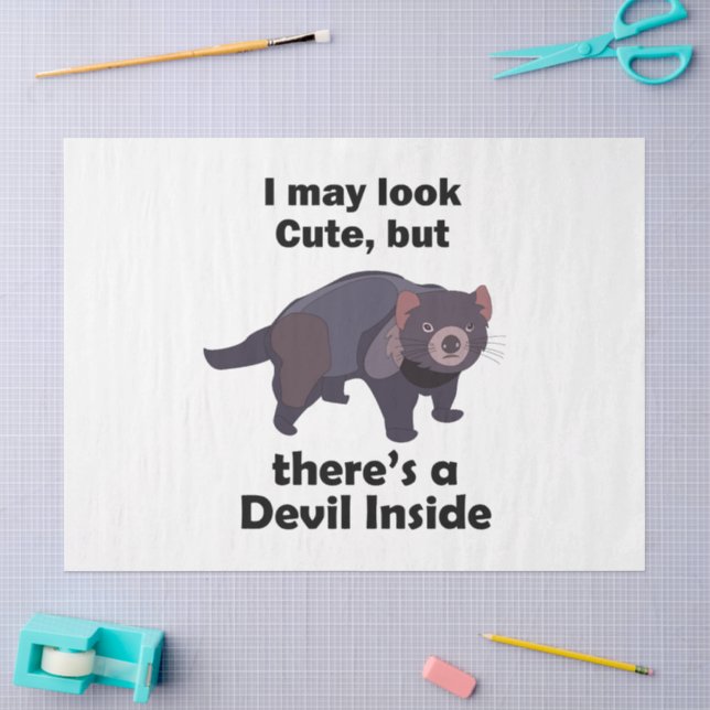 Tasmanian Devil Cute Devil Inside Funny Marsupial Tissue Paper (Craft)