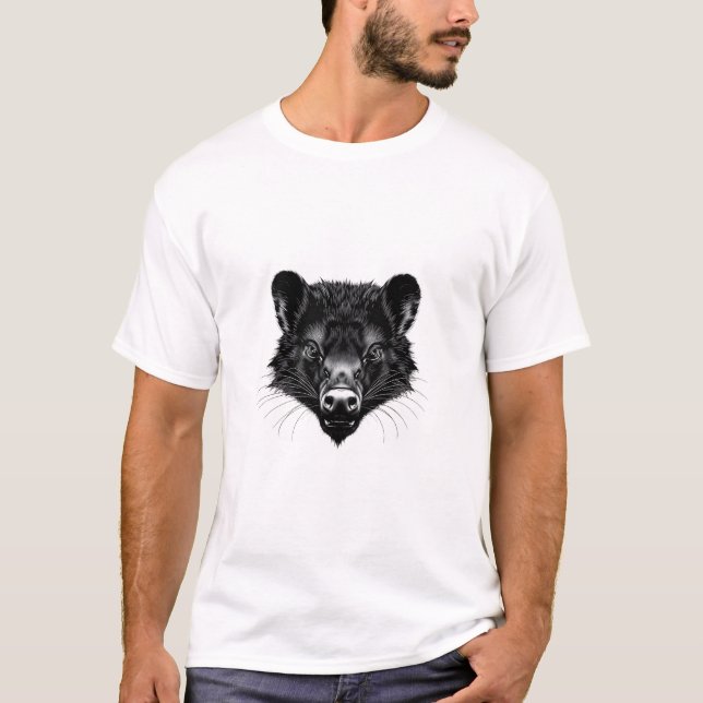 Tasmanian Devil Head Black & White T-Shirt (Front)