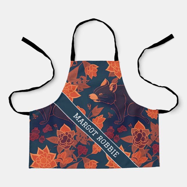 Tasmanian Devil Retro Colourful Pattern Apron (Front)