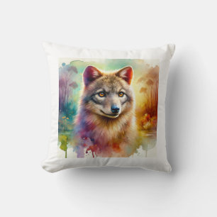 Tasmanian Wolf 210724AREF151 - Watercolor Throw Pillow