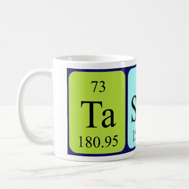 Tasmin periodic table name mug (Left)