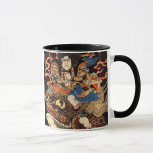 Tasse 侍と化け蛙, samouraïs de 国芳 et grenouille géante,