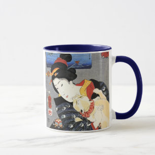 Tasse 猫と女, chat de 国芳 et femme, Kuniyoshi, Ukiyoe
