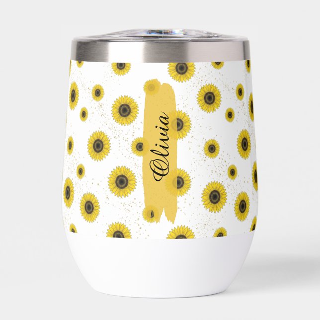 Tasse 11oz à motif Tournesol Blanc personnalisé (Avant)