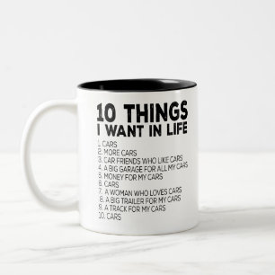 Tasse 2 Couleurs 10 Choses Que Je Veux Dans Ma Vie 1. Voitures 2. A