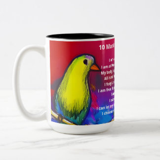 Tasse 2 Couleurs 10 mantras pour la paix artistique cascade oiseaux