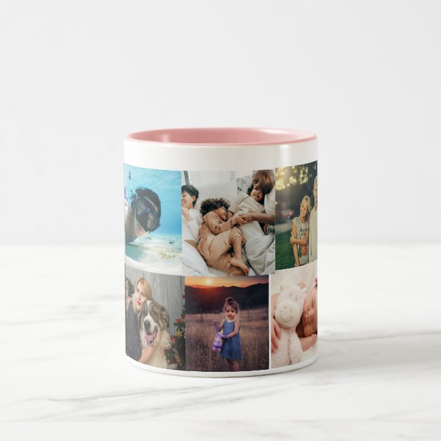 Tasse 2 Couleurs 10 Photo Collage (Centre)