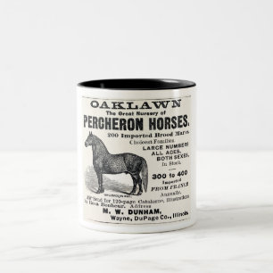 TASSE 2 COULEURS 1886 ANNÉE POUR LES CHEVAUX DE PERCHERON, ILLINOIS