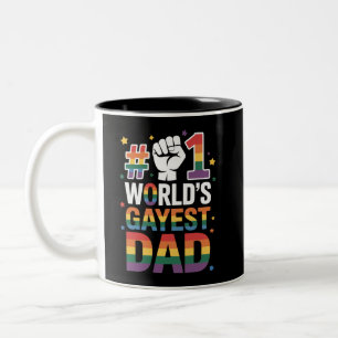 Tasse 2 Couleurs #1 Papa gay le plus gay du monde Fête des pères dr