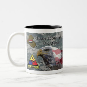 Tasse 2 Couleurs 1re Division blindée Irak Vétéran de combat