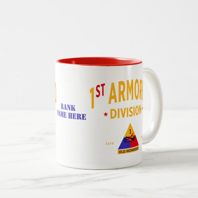 Tasse 2 Couleurs 1re division blindée " Vieux côtés " (Devant droit)