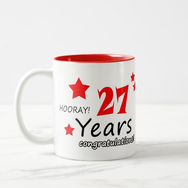 Tasse 2 Couleurs 27e anniversaire, 27 ans Mariage (Gauche)