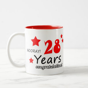Tasse 2 Couleurs 28e anniversaire, 28 ans Mariage