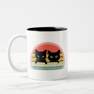 Tasse 2 Couleurs 2 Chats noirs Pékin Vintage Retro Chat Animal Love