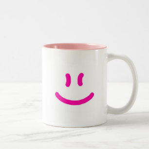 Tasse 2 Couleurs 2-Sided plus heureux/Sourire-rose