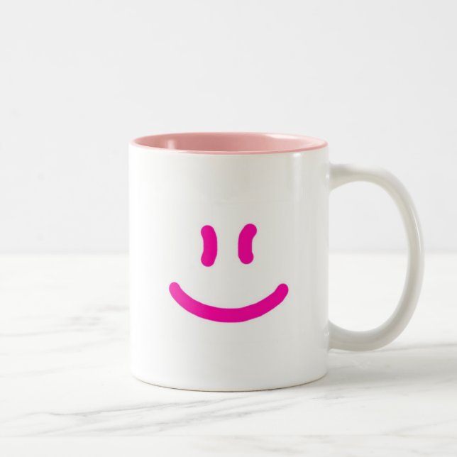 Tasse 2 Couleurs 2-Sided plus heureux/Sourire-rose (Droit)