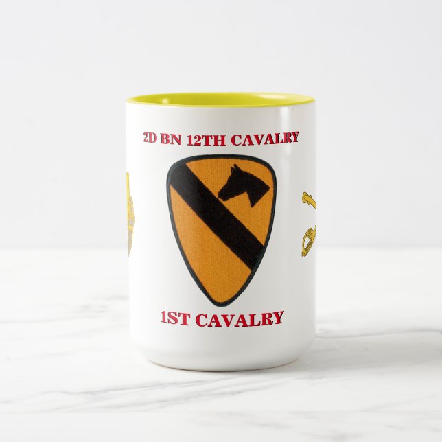 Tasse 2 Couleurs 2ème CAVALERIE de la 12ème CAVALERIE de BATAILLON (Centre)