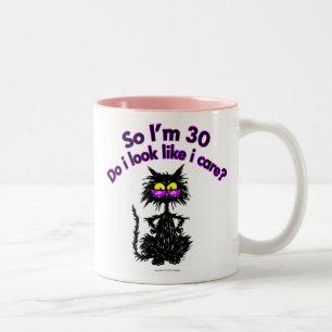 Tasse 2 Couleurs 30ème Cadeaux de chat d'anniversaire