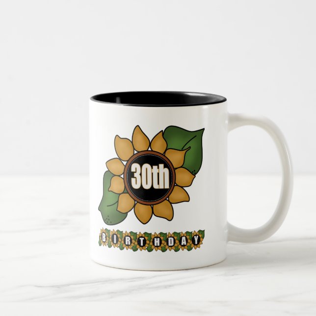 Tasse 2 Couleurs 30èmes cadeaux d'anniversaire de tournesol (Droit)