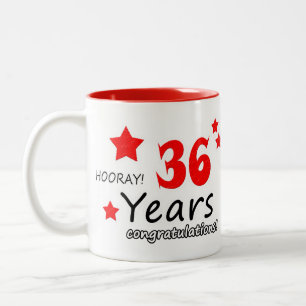Tasse 2 Couleurs 36e anniversaire, 36 ans Mariage