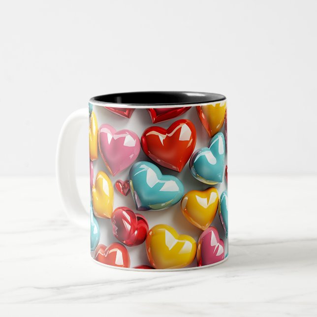 Tasse 2 Couleurs 3D Pink heart (Devant gauche)