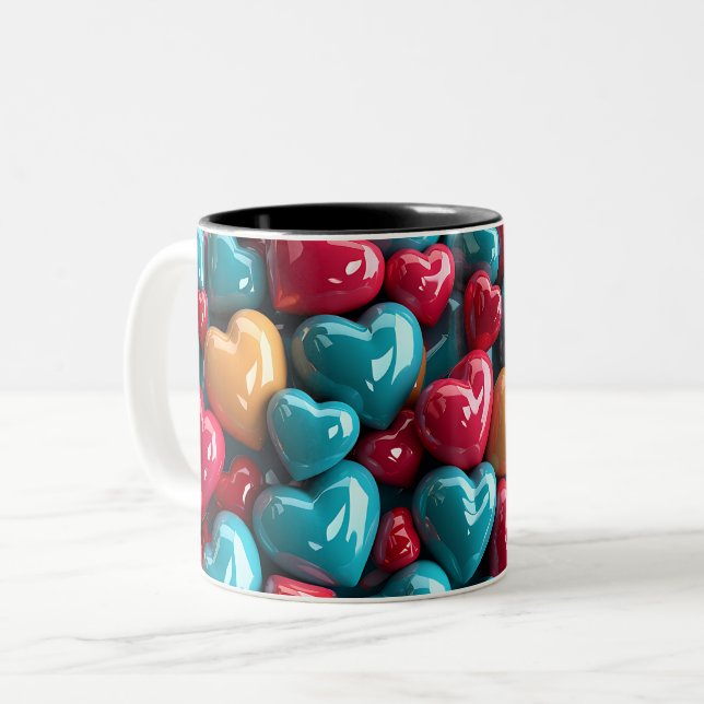 Tasse 2 Couleurs 3D Pink heart (Devant gauche)