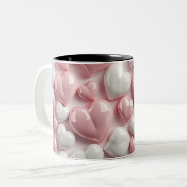 Tasse 2 Couleurs 3D Pink heart (Devant gauche)