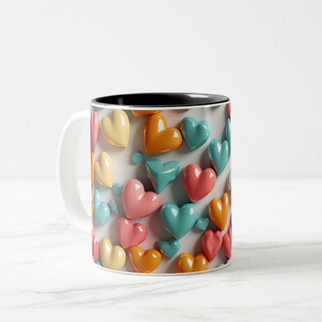 Tasse 2 Couleurs 3D Pink heart (Devant gauche)