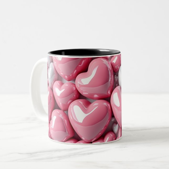 Tasse 2 Couleurs 3D Pink heart (Devant gauche)