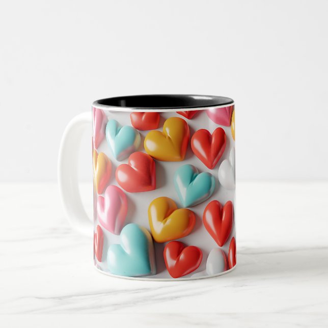Tasse 2 Couleurs 3D Pink heart (Devant gauche)