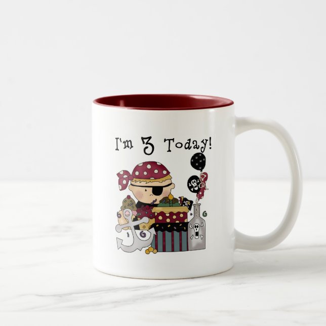 Tasse 2 Couleurs 3e anniversaire Pirate Tshirts et cadeaux (Droit)