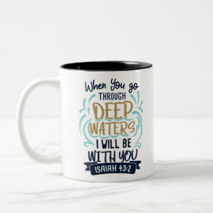 Tasse 2 Couleurs 43:2 d'Isaïe OÙ VOUS PASSEZ PAR les EAUX PROFONDES