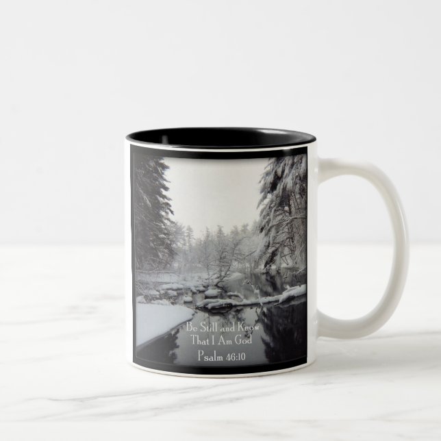 Tasse 2 Couleurs 46:10 de psaume - scène d'hiver (Droit)
