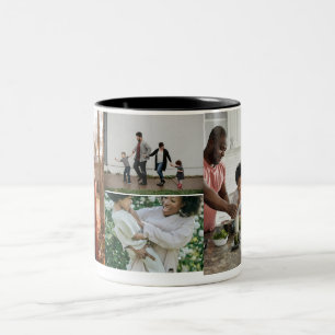 Tasse 2 Couleurs 4 Collage de photos de famille personnalisé