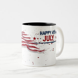 Tasse 2 Couleurs 4 juillet - Drapeau américain artistique éclabouss